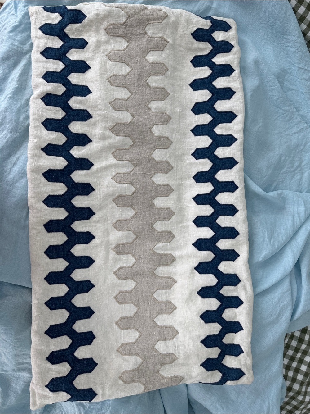 Navy & stone oversized lumbar pillow cover V Rugs&Home
